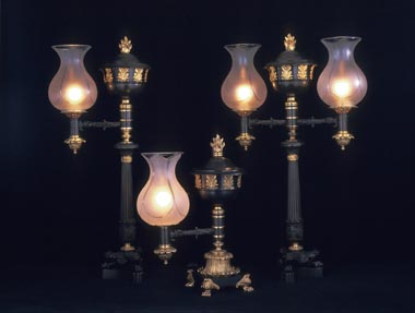Argand or Colza type table lamps