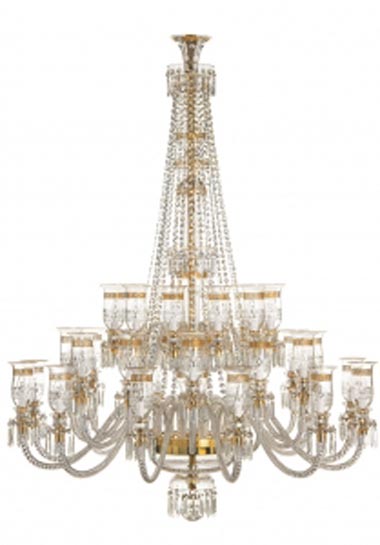 Thistle 36 light Gold chandelier with shades