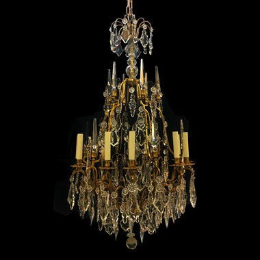 French style brass cage chandelier